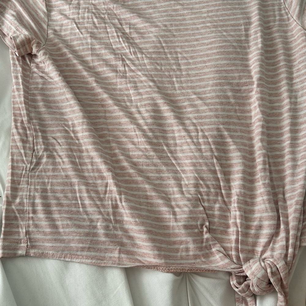 Pink Striped Tie-Front Top